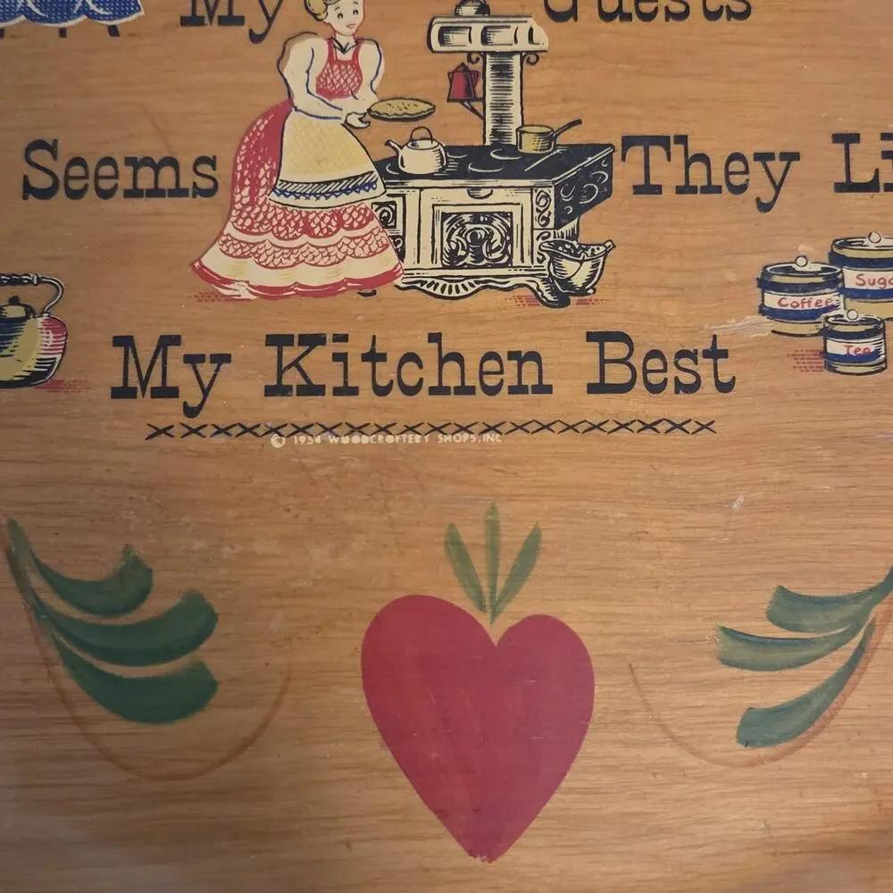 Vtg Woodcroftery Pennsylvania Dutch Like My Kitchen Best Wood Wall Sign Tray 12